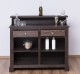 Bar with 2 drawers, 2 open compartments, oak top