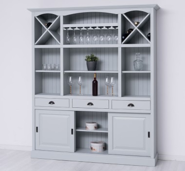 Bar furniture with support for glasses and bottle holder