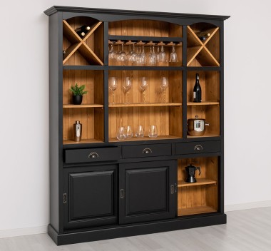 Bar furniture with support for glasses and bottle holder