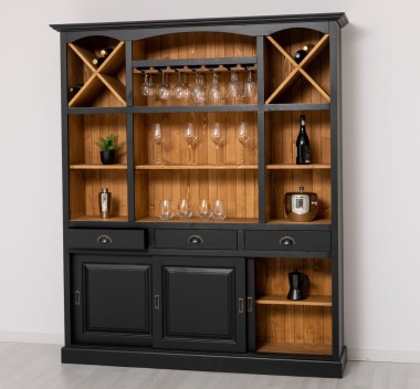 Bar furniture with support for glasses and bottle holder