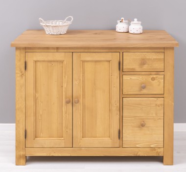 PS240-TOP OAK Kitchen cabinet with 2 doors, 3 drawers, oak top