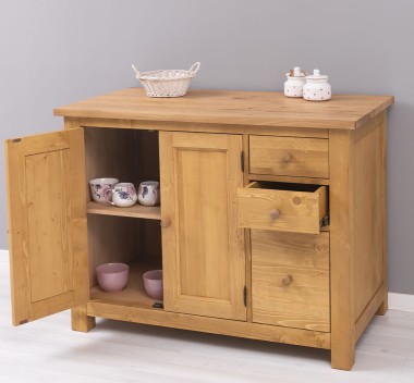 PS240-TOP OAK Kitchen cabinet with 2 doors, 3 drawers, oak top