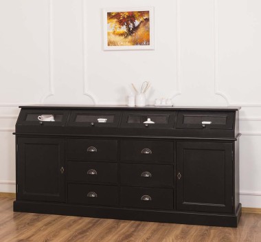 Large sideboard with 2 doors, 6 drawers, 4 compartments with glass door, BAS