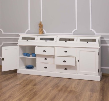 Large sideboard with 2 doors, 6 drawers, 4 compartments with glass door, BAS