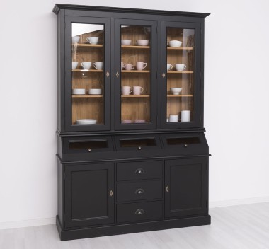 2-door sideboard, 3 drawers, 3 compartments with BAS glass door + 3 SUP glass doors