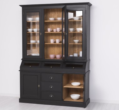 2-door sideboard, 3 drawers, 3 compartments with BAS glass door + 3 SUP glass doors