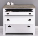 Kitchen module with 3 drawers and cutlery holder, with metal rails