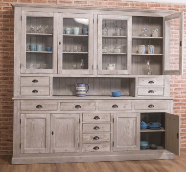 4-door sideboard, 8 drawers + 4 glass doors BAS, 4 drawers, open space SUP