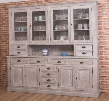 4-door sideboard, 8 drawers + 4 glass doors BAS, 4 drawers, open space SUP