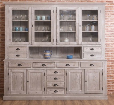 4-door sideboard, 8 drawers + 4 glass doors BAS, 4 drawers, open space SUP