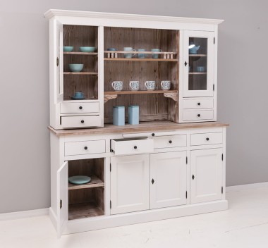 4-door sideboard, 4 drawers + 2 glass doors BAS, 4 drawers, open space SUP