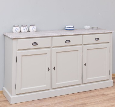 Buffet with 3 doors, 3 drawers, oak top, BAS