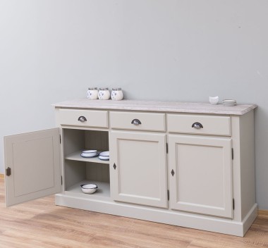 Buffet with 3 doors, 3 drawers, oak top, BAS