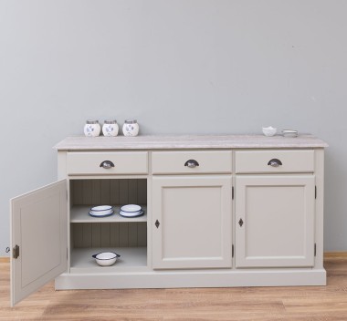 Buffet with 3 doors, 3 drawers, oak top, BAS