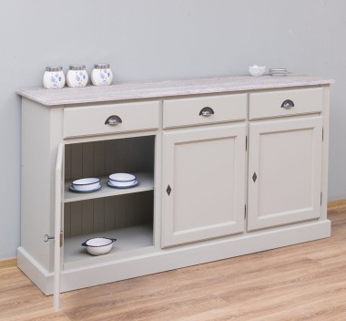 Buffet with 3 doors, 3 drawers, oak top, BAS