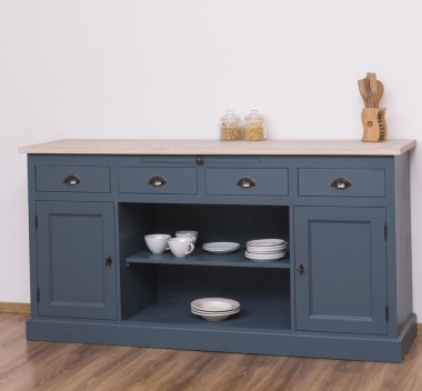 Kitchen furniture 2 doors, 4 drawers, open shelves BAS, oak top