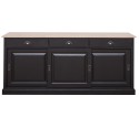 Sideboard with 3 sliding doors, 3 drawers, oak top, BAS