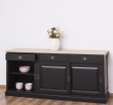 Sideboard with 3 sliding doors, 3 drawers, oak top, BAS