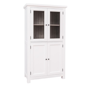 Kitchen cabinet with display case and 2 panel doors in rustic style