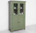 Kitchen cabinet with display case and 2 panel doors in rustic style