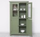 Kitchen cabinet with display case and 2 panel doors in rustic style