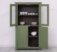 Kitchen cabinet with display case and 2 panel doors in rustic style