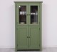 Kitchen cabinet with display case and 2 panel doors in rustic style