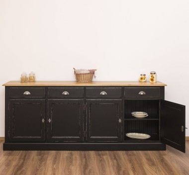 Buffet with 4 doors, 4 drawers, oak top, BAS