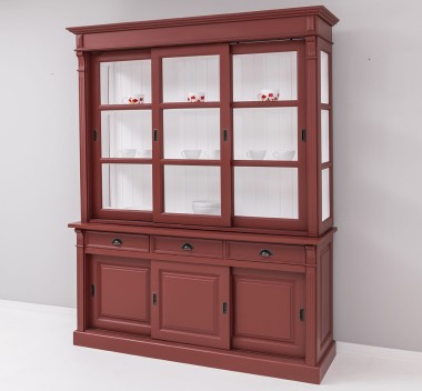 Display cabinet, 6 sliding doors, 3 drawers, BAS + SUP