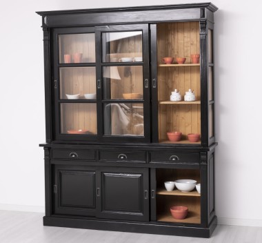 Display cabinet, 6 sliding doors, 3 drawers, BAS + SUP