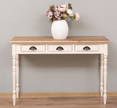 Console with turned legs, 3 drawers, oak top