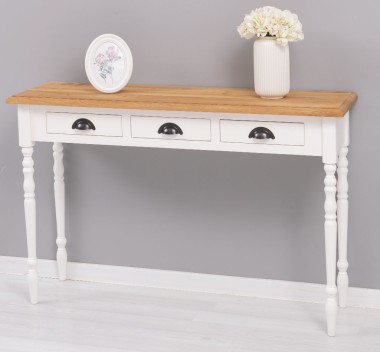 Console with turned legs, 3 drawers, oak top