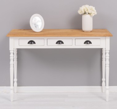 Console with turned legs, 3 drawers, oak top