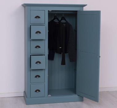 Wardrobe with 1 door, 6 drawers