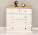 Chest of drawers with 2 narrow drawers + 3 wide drawers, oak top