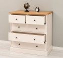 Chest of drawers with 2 narrow drawers + 3 wide drawers, oak top