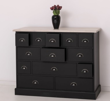 Chest of drawers with 13 drawers, oak top