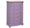 Wardrobe with 6 curved drawers, oak top, Directoire Collection