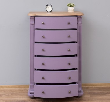 Wardrobe with 6 curved drawers, oak top, Directoire Collection