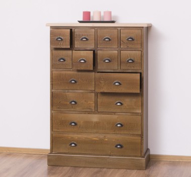 Chest with 14 drawers, oak top