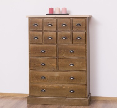 Chest with 14 drawers, oak top