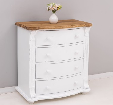 Chest of drawers with 4 curved drawers, oak top, Directoire Collection