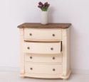 Chest of drawers with 4 curved drawers, oak top, Directoire Collection