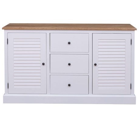 Buffet with 2 doors, 3 drawers, oak top, Shutter Collection