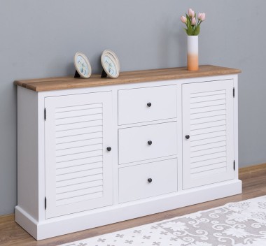 Buffet with 2 doors, 3 drawers, oak top, Shutter Collection