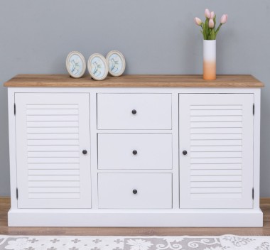 Buffet with 2 doors, 3 drawers, oak top, Shutter Collection