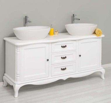 Chic bathroom furniture for vessel sink with 2 doors and 3 drawers, sinks included in the price - Color_P004 - PAINT