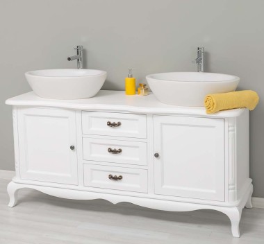 Chic bathroom furniture for vessel sink with 2 doors and 3 drawers, sinks included in the price - Color_P004 - PAINT