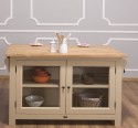 Kitchen island with 2 doors, oak top