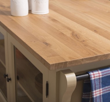 Kitchen island with 2 doors, oak top